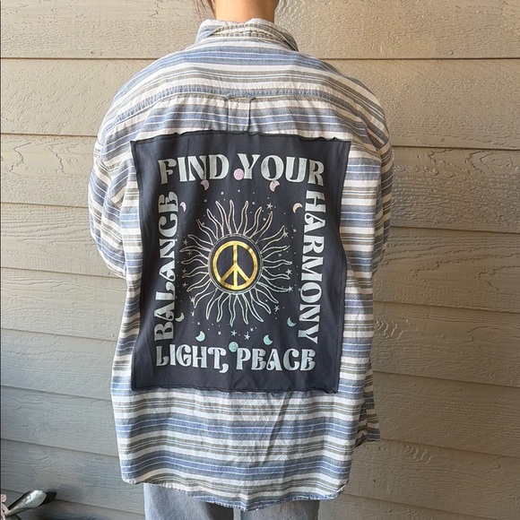 Upcycled Other - Harmony Light Peace Upcycled Flannel Shirt Unisex Size XL Handmade